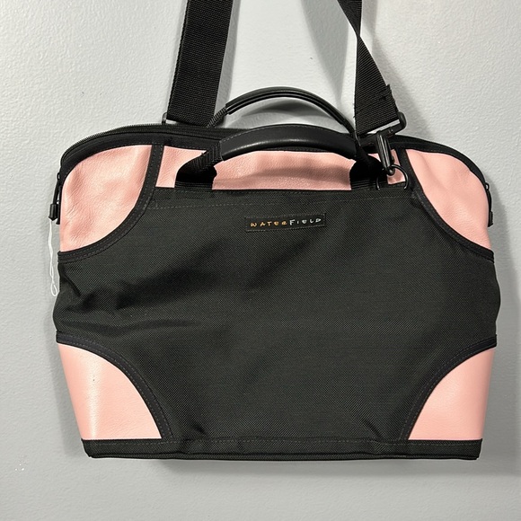 Waterfield by sfdesigns canvas & leather pink black laptop shoulder bag - Picture 3 of 17